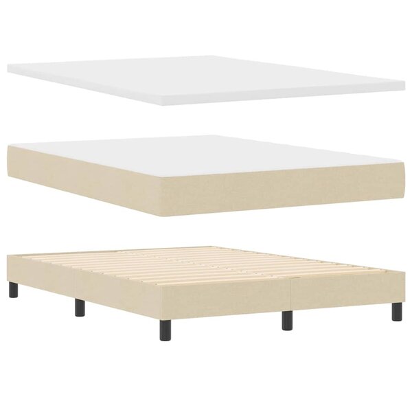 vidaXL Lit boxspring avec matelas Crème 160 x 200 cm tissu