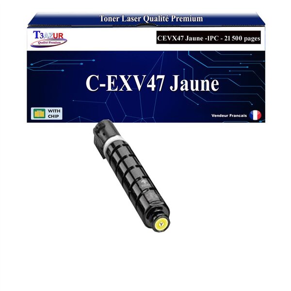 T3AZUR - Toner compatible avec Canon IR Advance C250i  C250iF  C255i  C255iF  C350i  C350iF  C350P  CEXV47 - Jaune