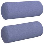 vidaXL Coussins d'accent 2 Pièces Bleu denim Ø 15 x 40 cm tissu