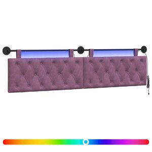 vidaXL Tête de lit suspendue Avec lumière LED Pourpre Velours