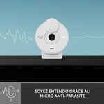 Webcam Logitech Brio 300 Full HD avec confidentialite  micro a reduction de bruit  USB-C - Blanc