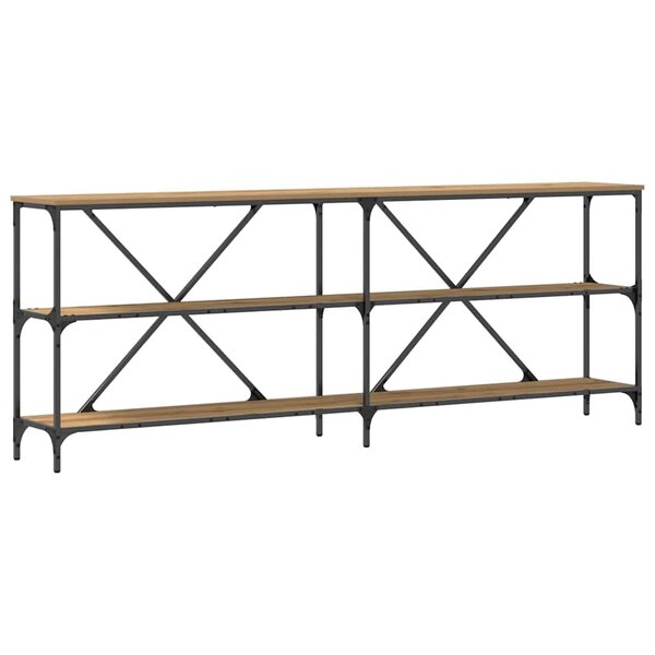 vidaXL Table Console avec étagère chêne artisanal 200 x 30 x 75 cm