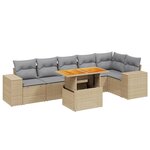 vidaXL Salon de jardin avec coussins 7 Pièces beige résine tressée