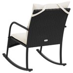 vidaXL Chaise à bascule de jardin avec coussins noir résine tressée