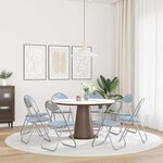 vidaXL Chaise pliante 8 pc Simili cuir Gris 48 x 43 5 x 81 cm