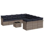 vidaXL Salon de jardin avec coussins 12 Pièces gris résine tressée