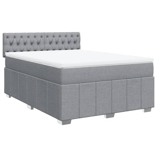 vidaXL Sommier à lattes de lit avec matelas Gris clair 140x190cm Tissu