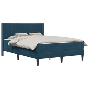 vidaXL Cadre de lit avec matelas Bleu 140 x 200 cm Velours