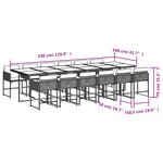 vidaXL Ensemble à manger de jardin et coussins 13 Pièces beige