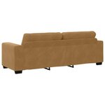 vidaXL Sofa 3 places avec coussin Marron Velours