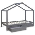 Lit enfant avec matelas 90x200 Lit cabane Lit enfant Lit en bois Gris Tiroir de lit bébé