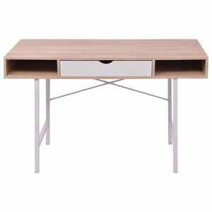 Bureau table meuble travail informatique bureau avec 1 tiroir chêne et blanc 0502072