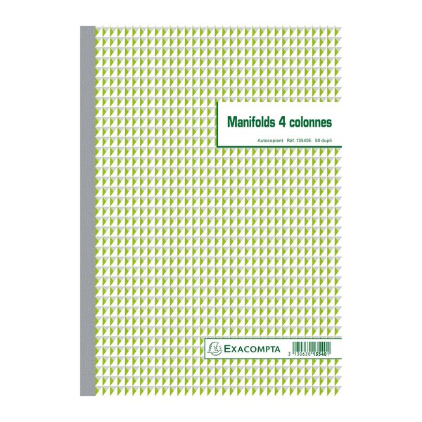 Manifold 4 Colonnes 29 7x21cm 50 Feuillets Dupli Autocopiants - Motif  - X 5 - Exacompta
