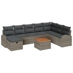 Set de Canapé de Jardin vidaXL 9 pièces avec coussins gris en rattan poly