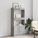 vidaXL Buffet haut gris béton 63x33x140 cm bois d'ingénierie