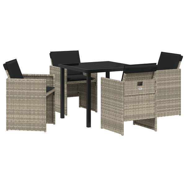 vidaXL Ensemble de dining de jardin 5 pièces avec coussins en rattan poly gris clair