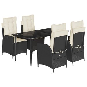 vidaXL Ensemble à manger de jardin coussins 5Pièces Noir Résine tressée