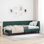 vidaXL Cadre de lit d'angle Vert foncé 80 cm x 200 cm tissu