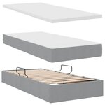 vidaXL Lit de rangement LED avec matelas Gris clair 90 x 200 cm Tissu
