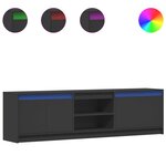 vidaXL Meuble TV avec LED noir 180x34x50 cm bois d'ingénierie