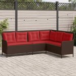 vidaXL Canapé de jardin avec coussins forme de L marron résine tressée