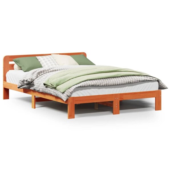 vidaXL Cadre de lit sans matelas cire marron 120x190cm bois pin massif