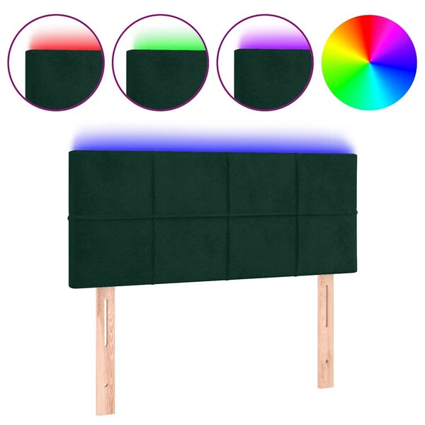 vidaXL Tête de lit à LED Vert foncé 100x5x78/88 cm Velours