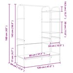 vidaXL Porte-vêtements avec étagères Gris Sonoma 120x44x160 cm Bois d'ingénierie