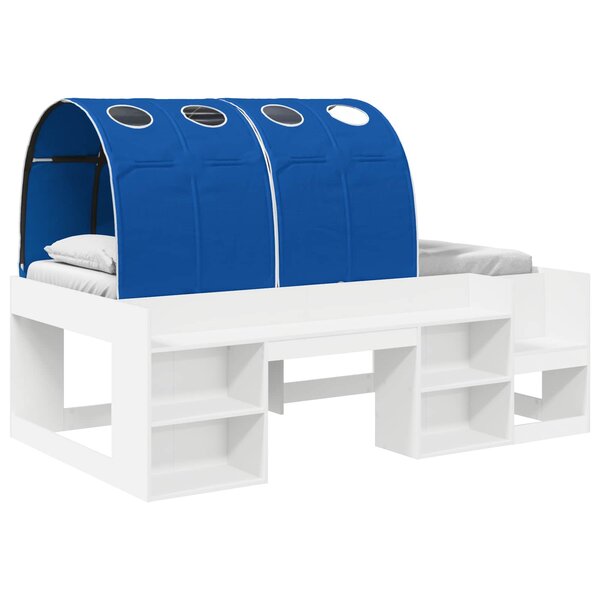 vidaXL Lit haut pour enfants avec rangement Blanc et bleu