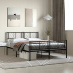 vidaXL Cadre de lit métal avec tête de lit/pied de lit noir 140x200 cm
