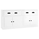 vidaXL Buffets 2 Pièces blanc brillant bois d'ingénierie