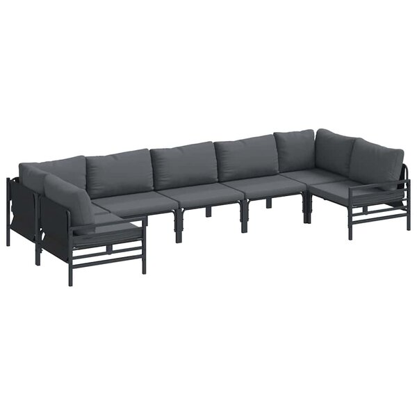 vidaXL Ensemble de canapé de jardin 7 Pièces Anthracite Acier
