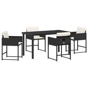 vidaXL Ensemble de salle à manger pour jardin 5 Pièces Noir polyrotin