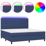 vidaXL Sommier à lattes de lit et matelas et LED Bleu 200x200 cm Tissu