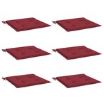 vidaXL Coussins de chaise de jardin lot de 6 rouge bordeaux 50x50x4 cm