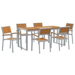 vidaXL Ensemble de salle à manger pour jardin 7 pc Gris