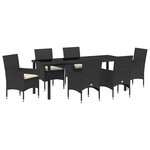 vidaXL Ensemble de salle à manger pour jardin 7 pc Noir polyrotin