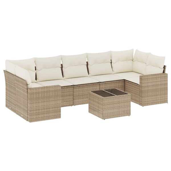 vidaXL Salon de jardin avec coussins 8 Pièces beige résine tressée