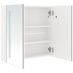 vidaXL Armoire de salle de bain à miroir LED Blanc brillant 62x14x60cm