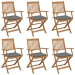 vidaXL Chaises pliables de jardin 6 Pièces avec coussins Bois d'acacia