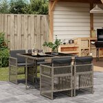 vidaXL Ensemble à manger de jardin 5 Pièces coussins gris résine tressée