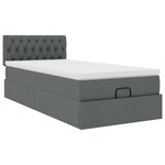 vidaXL Cadre de lit ottoman avec matelas gris foncé 100x200 cm tissu