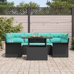 vidaXL Ensemble de canapé de jardin 7 Pièces Noir Poly rotin
