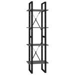 vidaXL Bibliothèque à 4 niveaux gris 40x30x140 cm bois d'ingénierie