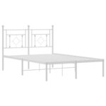 vidaXL Cadre de lit métal avec tête de lit blanc 120x190 cm