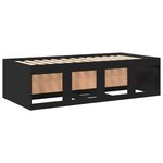 vidaXL Lit de jour avec tiroirs sans matelas noir 90x200 cm