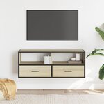 vidaXL Meuble TV chêne sonoma 100x31x39 5cm bois d'ingénierie et métal