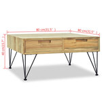 vidaXL Table basse 80x80x40 cm Teck massif