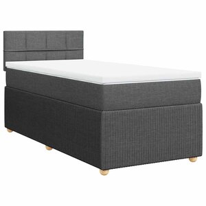 vidaXL Sommier à lattes de lit avec matelas Gris foncé 90x200 cm Tissu