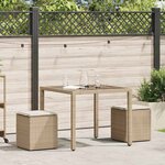 vidaXL Tabourets de jardin avec coussins lot de 2 beige résine tressée